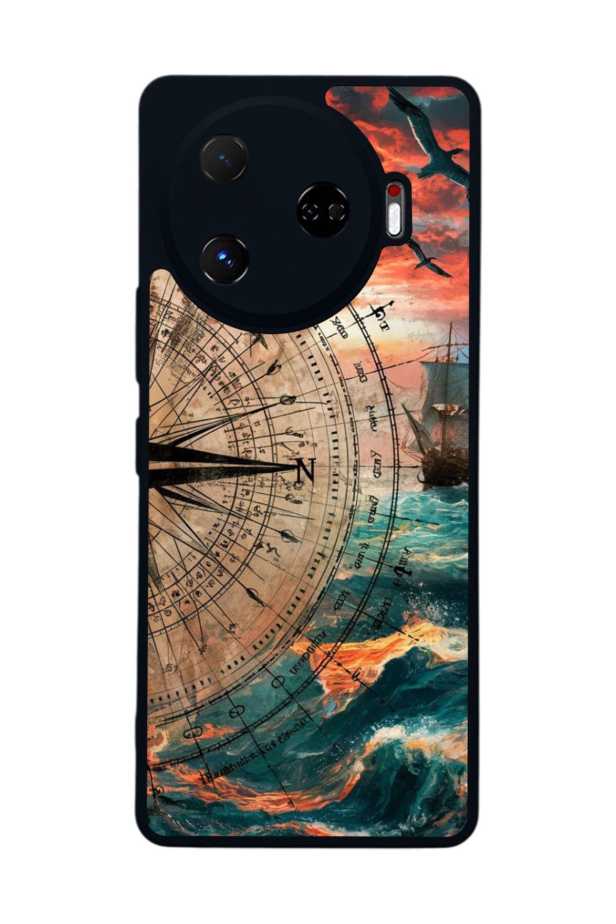 Tecno Camon 30 Pro Uyumlu Pusula Tasarımlı Glossy Premium Kılıf
