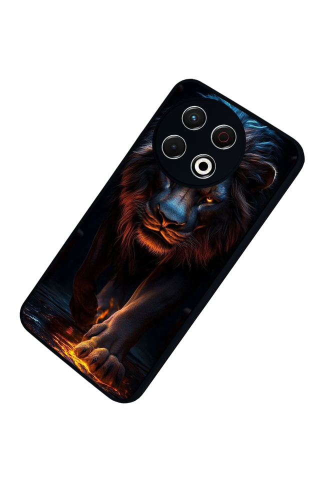 Tecno Spark 30 Pro Uyumlu Aslan Tasarımlı Glossy Premium Kılıf
