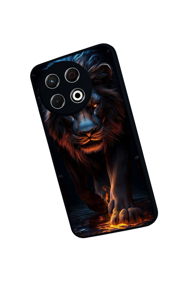Tecno Spark 30 Pro Uyumlu Aslan Tasarımlı Glossy Premium Kılıf