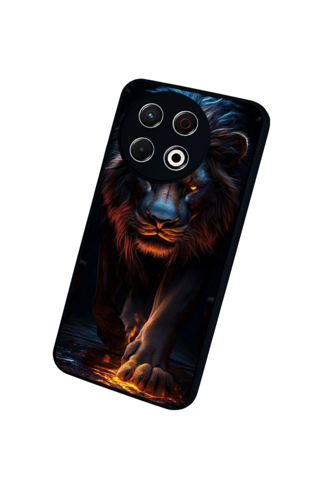 Tecno Spark 30 Pro Uyumlu Aslan Tasarımlı Glossy Premium Kılıf