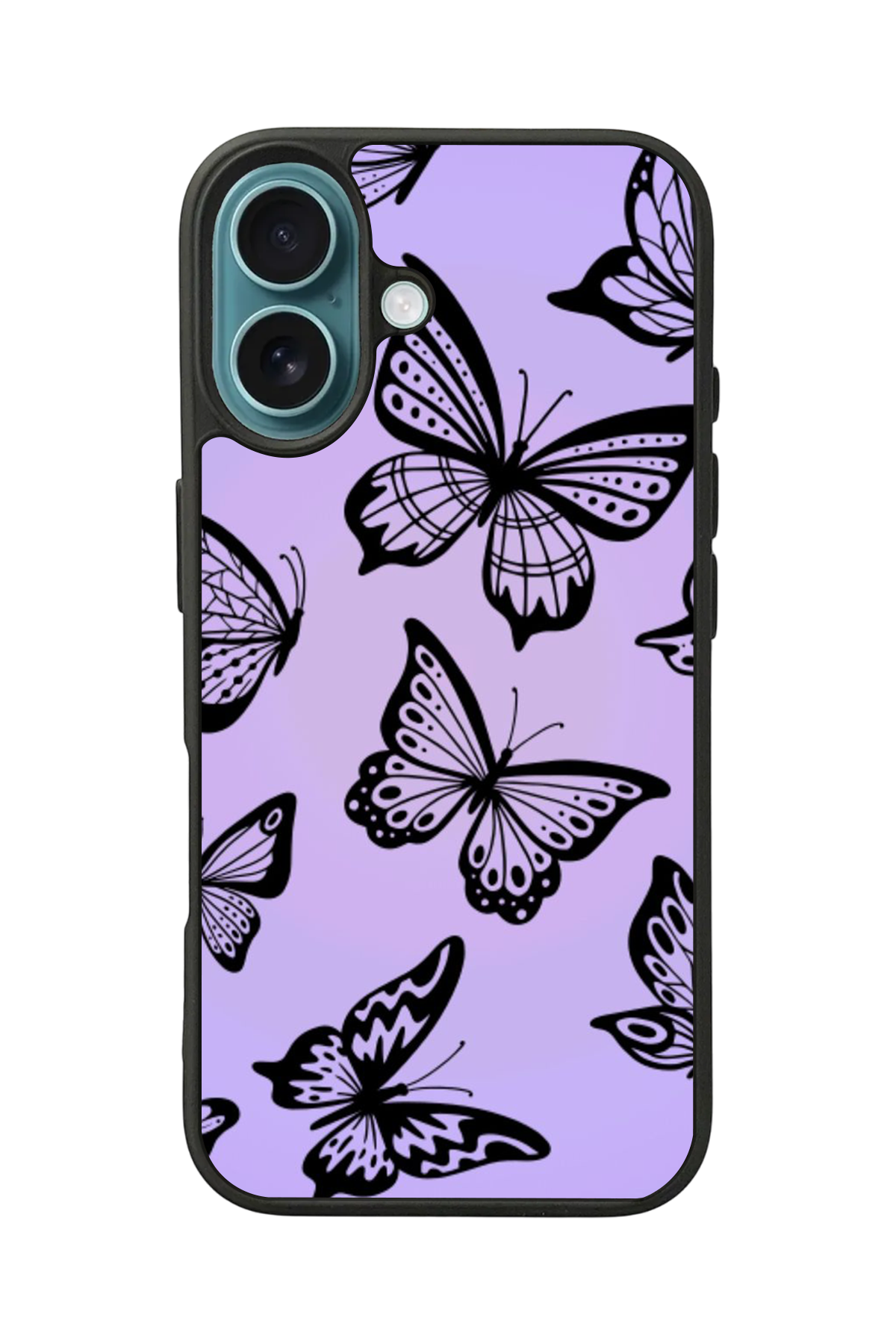 iPhone 16 Uyumlu Kelebek Tasarımlı Glossy Premium Kılıf