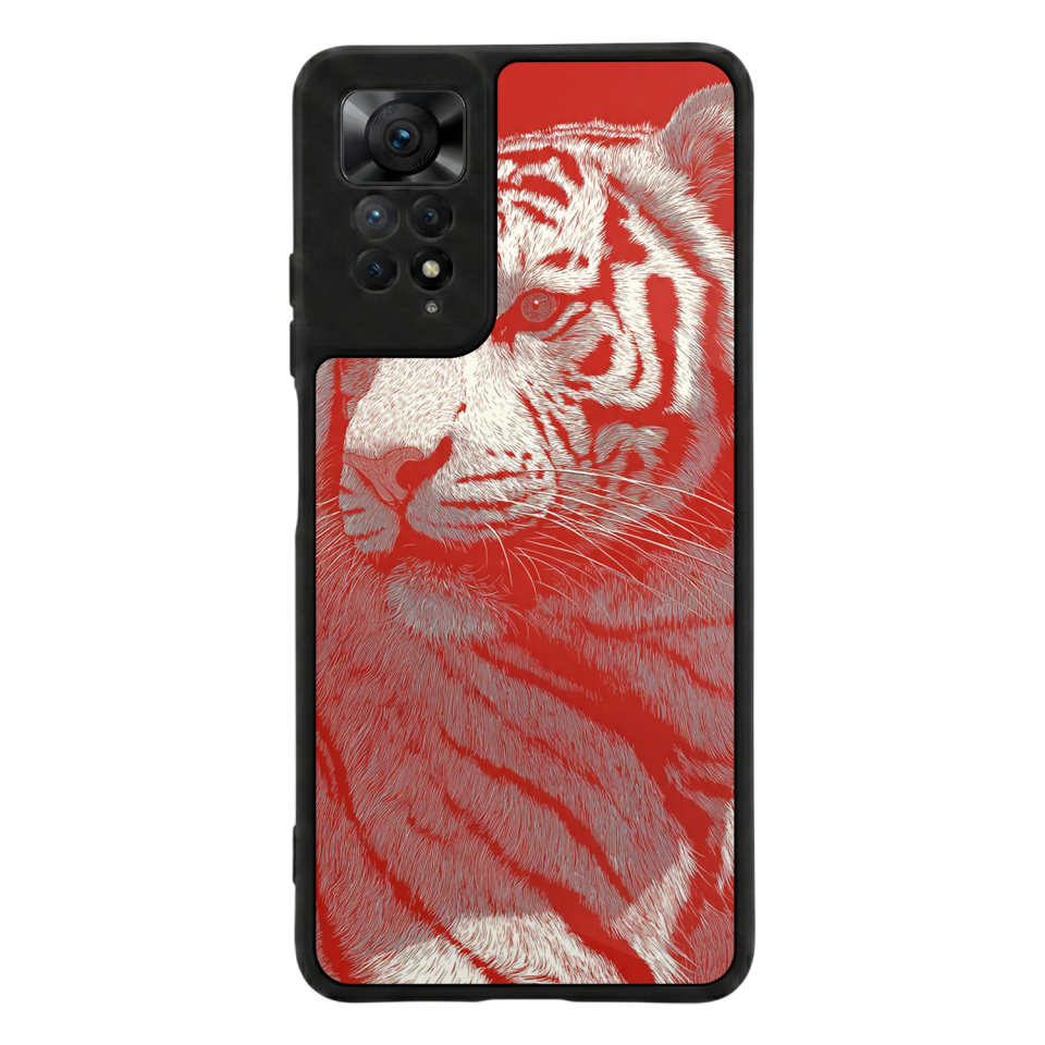 Xiaomi Redmi Note 12 Pro Uyumlu Kirmizi ve Kaplan Tasarımlı Glossy Premium Kılıf