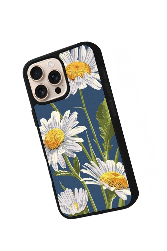 iPhone 16 Pro Uyumlu Papatya Tasarımlı Glossy Premium Kılıf