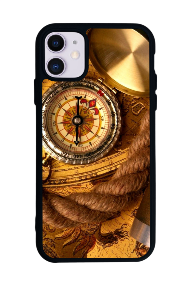 iPhone 11 Uyumlu Pusula Tasarımlı Glossy Premium Kılıf