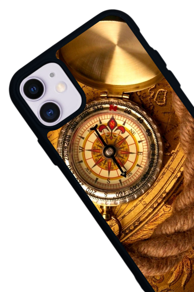 iPhone 11 Uyumlu Pusula Tasarımlı Glossy Premium Kılıf