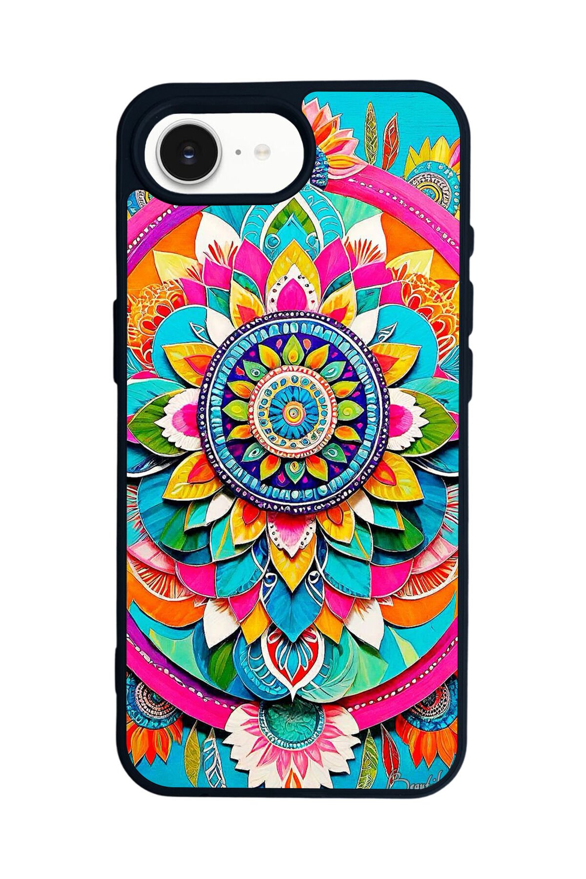 iPhone 16E Uyumlu Mandala Tasarımlı Glossy Premium Kılıf