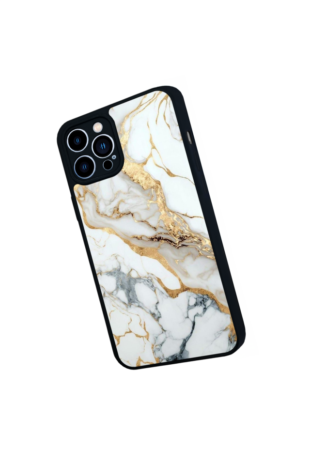 iPhone 12 Pro Max Uyumlu Mermer Marble Tasarımlı Glossy Premium Kılıf