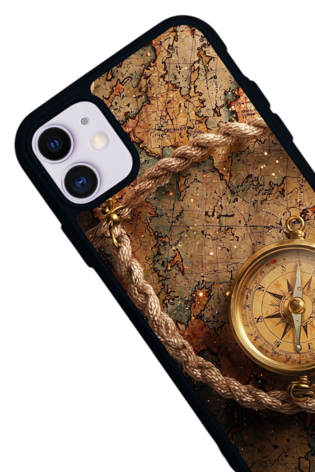 iPhone 11 Uyumlu Pusula Tasarımlı Glossy Premium Kılıf