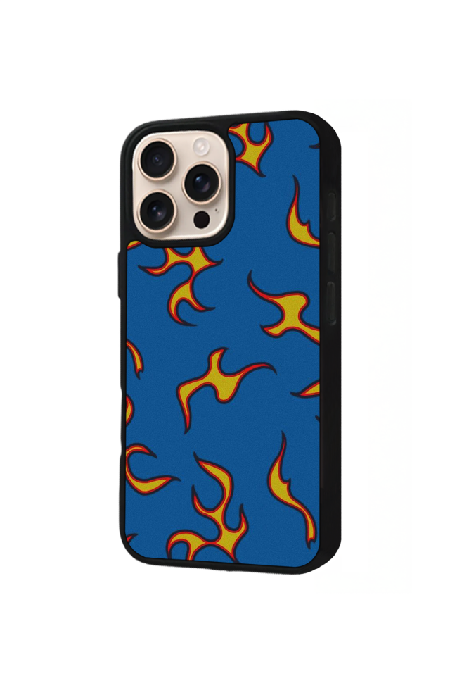 iPhone 16 Pro Max Uyumlu Retro Flame Patterns Tasarımlı Glossy Premium Kılıf