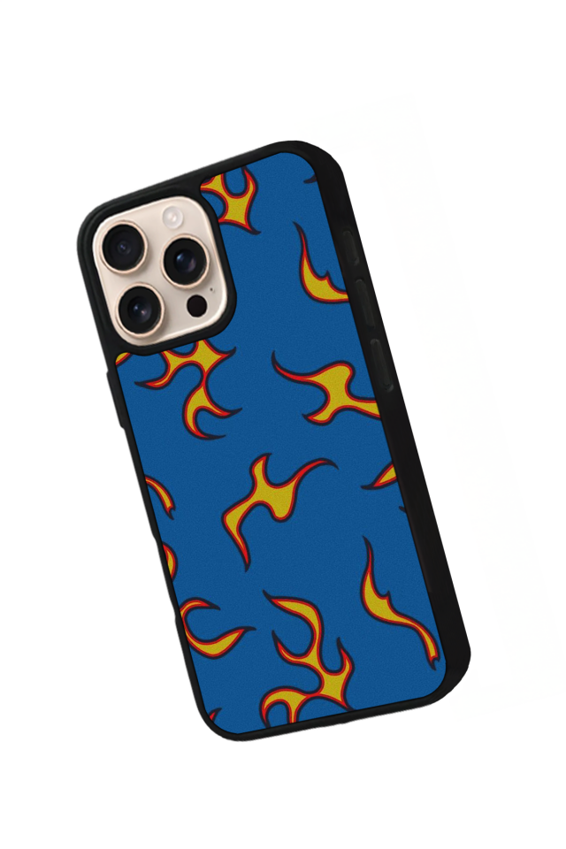 iPhone 16 Pro Max Uyumlu Retro Flame Patterns Tasarımlı Glossy Premium Kılıf
