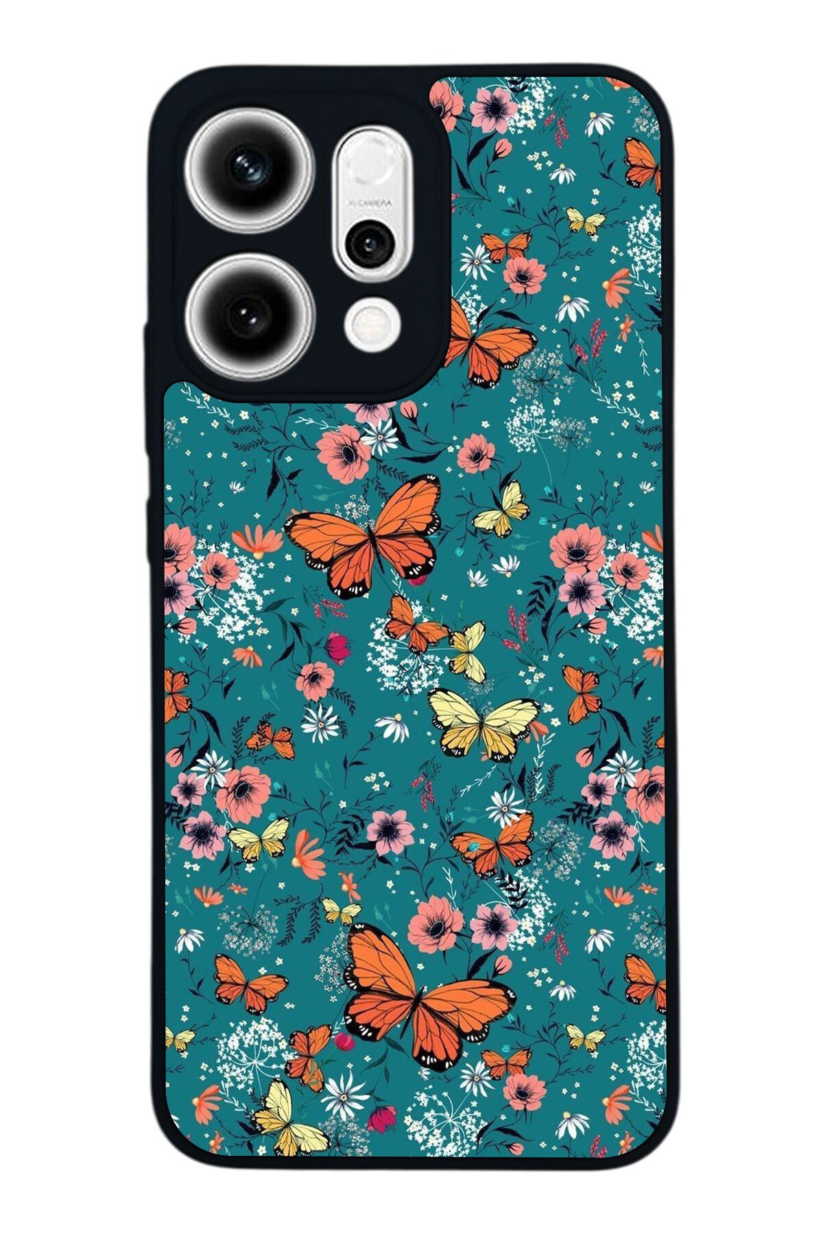 Oppo Reno 14 Uyumlu Kelebek Tasarımlı Glossy Premium Kılıf