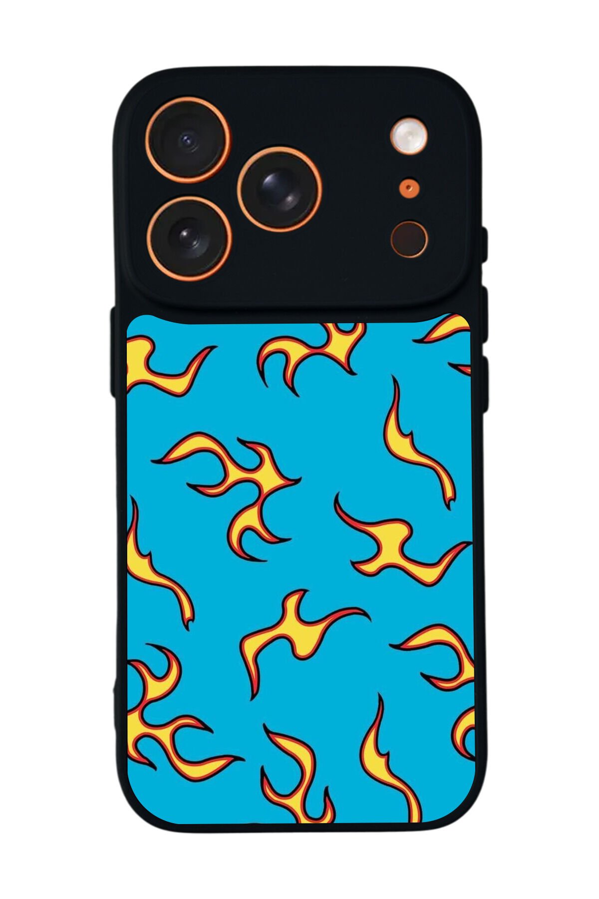 iPhone 17 Pro Uyumlu Retro Flame Patterns Tasarımlı Glossy Premium Kılıf