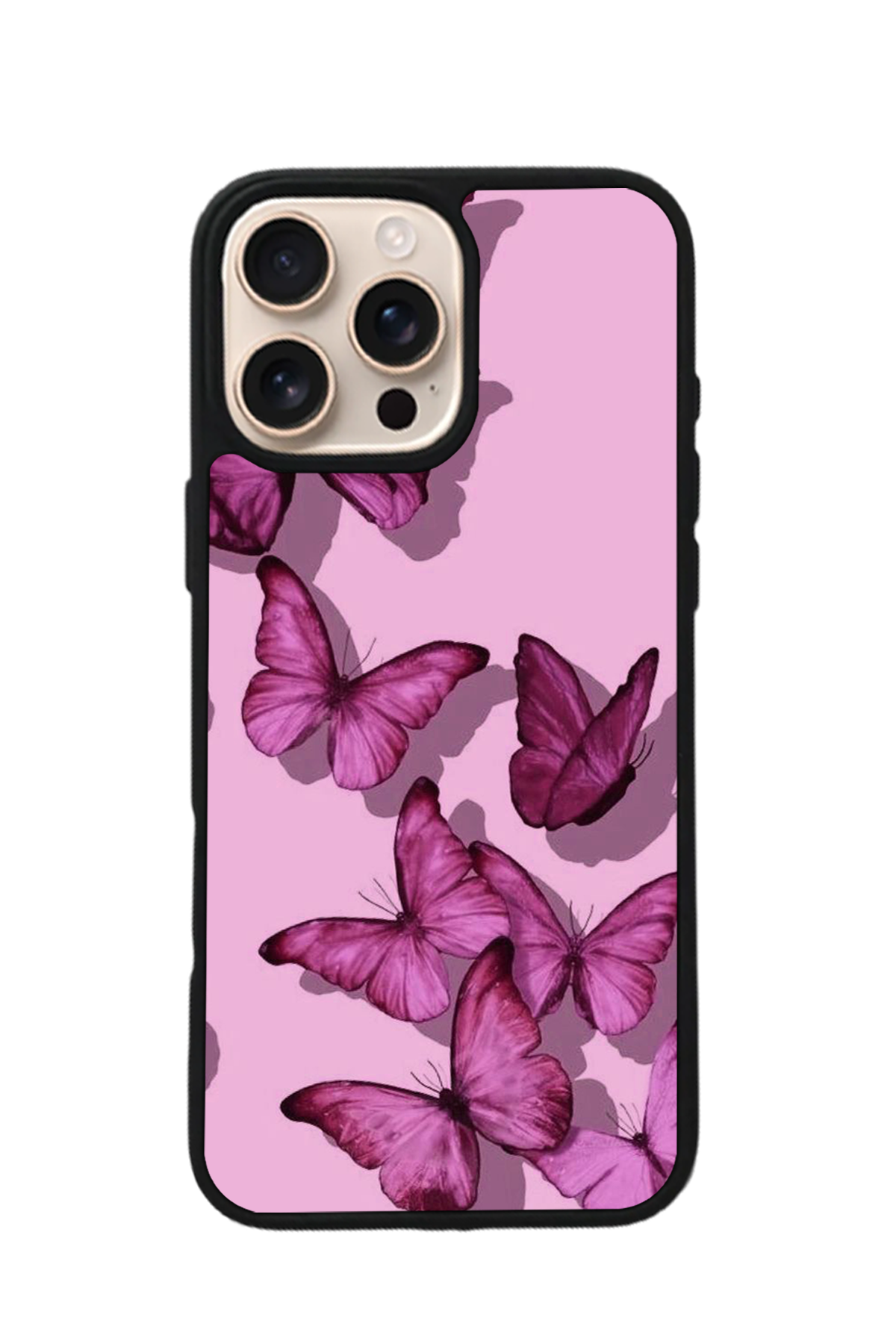 iPhone 16 Pro Uyumlu Kelebek Tasarımlı Glossy Premium Kılıf