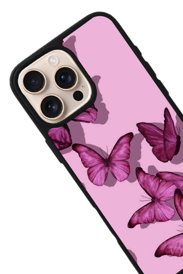 iPhone 16 Pro Uyumlu Kelebek Tasarımlı Glossy Premium Kılıf
