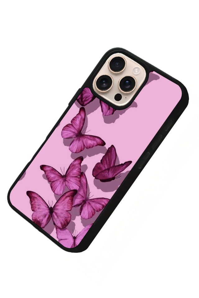 iPhone 16 Pro Uyumlu Kelebek Tasarımlı Glossy Premium Kılıf
