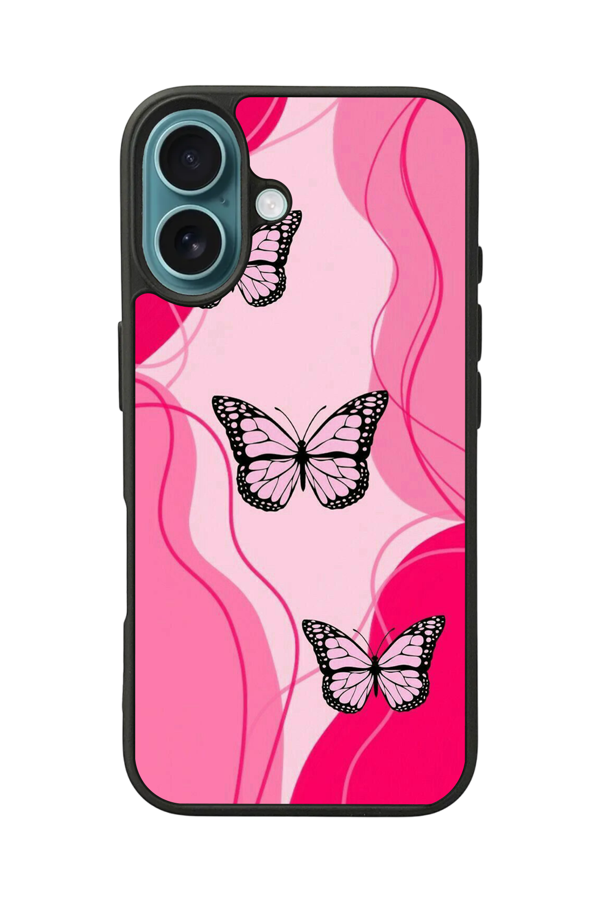 iPhone 16 Uyumlu Kelebek Tasarımlı Glossy Premium Kılıf