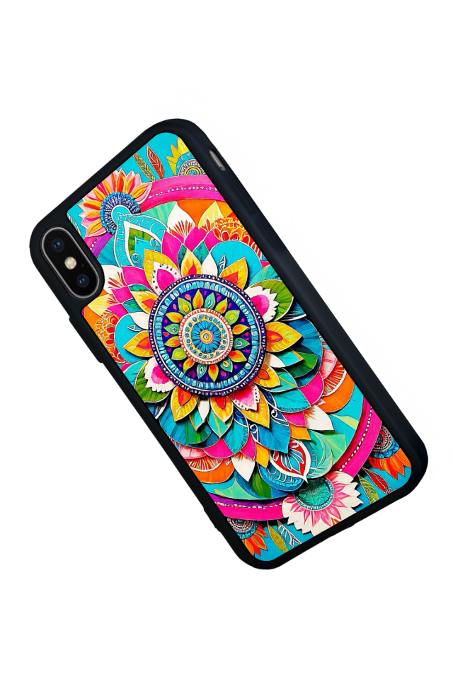 iPhone XS Max Uyumlu Mandala Tasarımlı Glossy Premium Kılıf