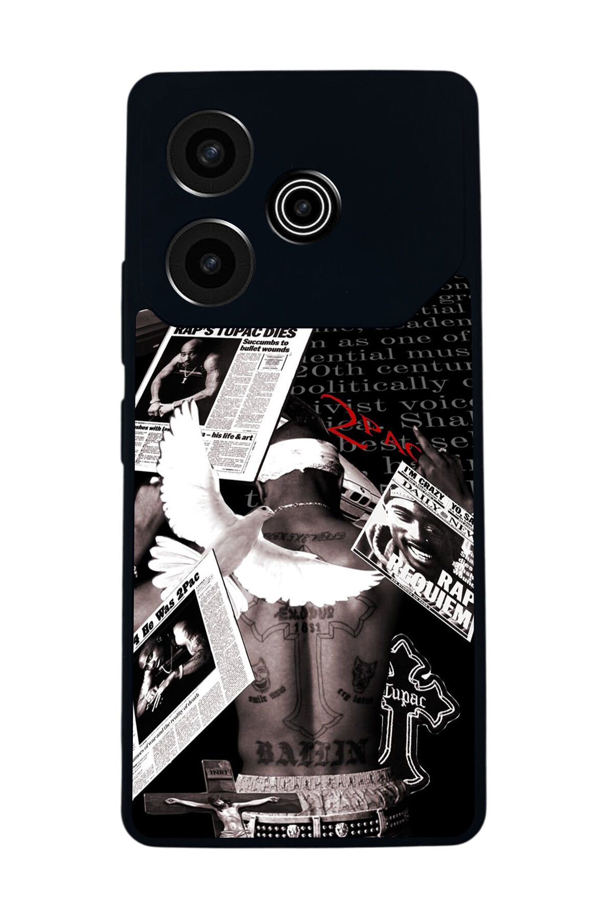Tecno Pova 6 Uyumlu Tupac Tasarımlı Glossy Premium Kılıf