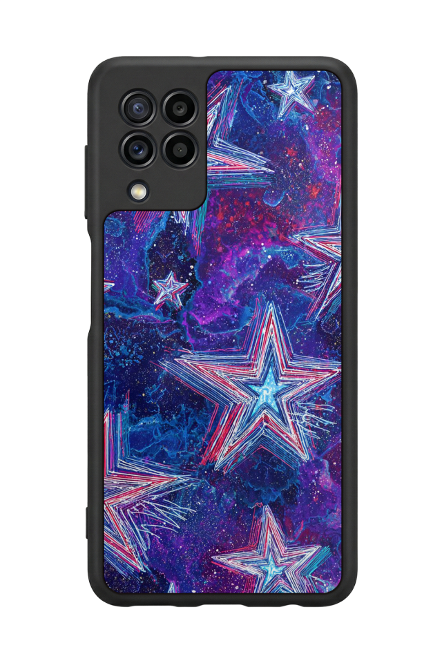Samsung Galaxy M32 Uyumlu Retro Yildizlar Tasarımlı Glossy Premium Kılıf