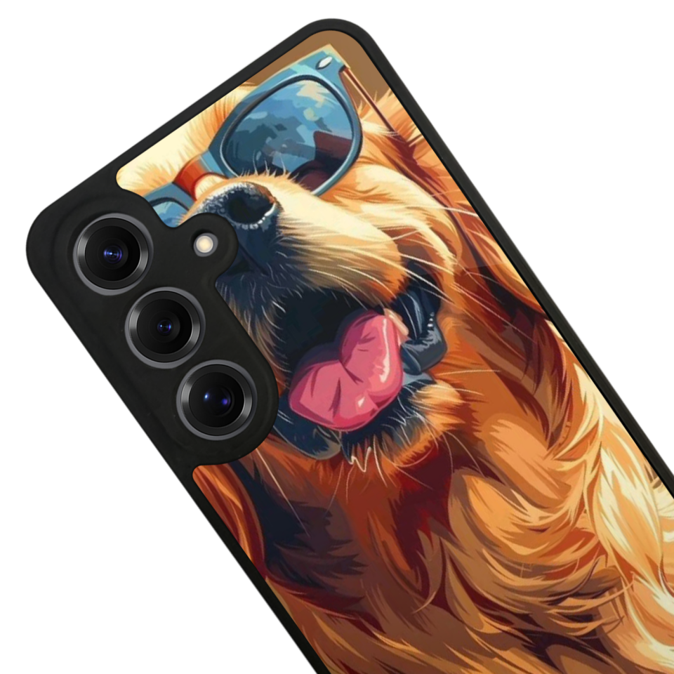 Samsung Galaxy S25 Uyumlu Golden Kopek Tasarımlı Glossy Premium Kılıf