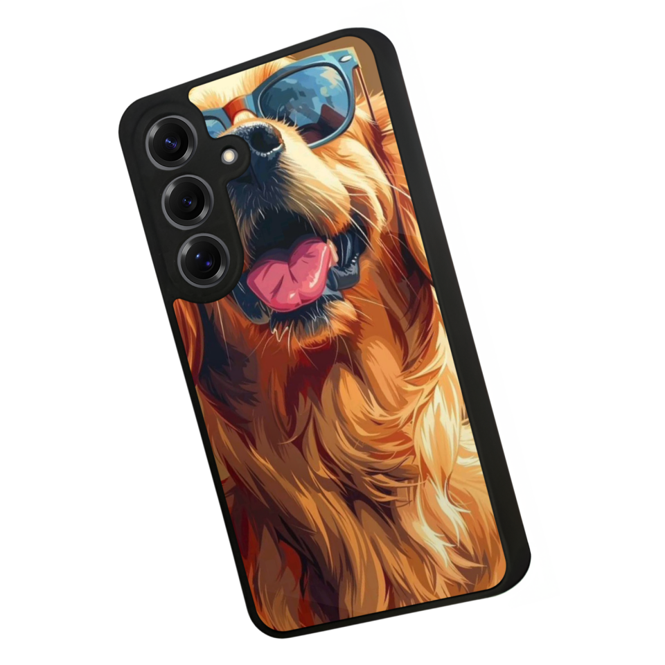 Samsung Galaxy S25 Uyumlu Golden Kopek Tasarımlı Glossy Premium Kılıf