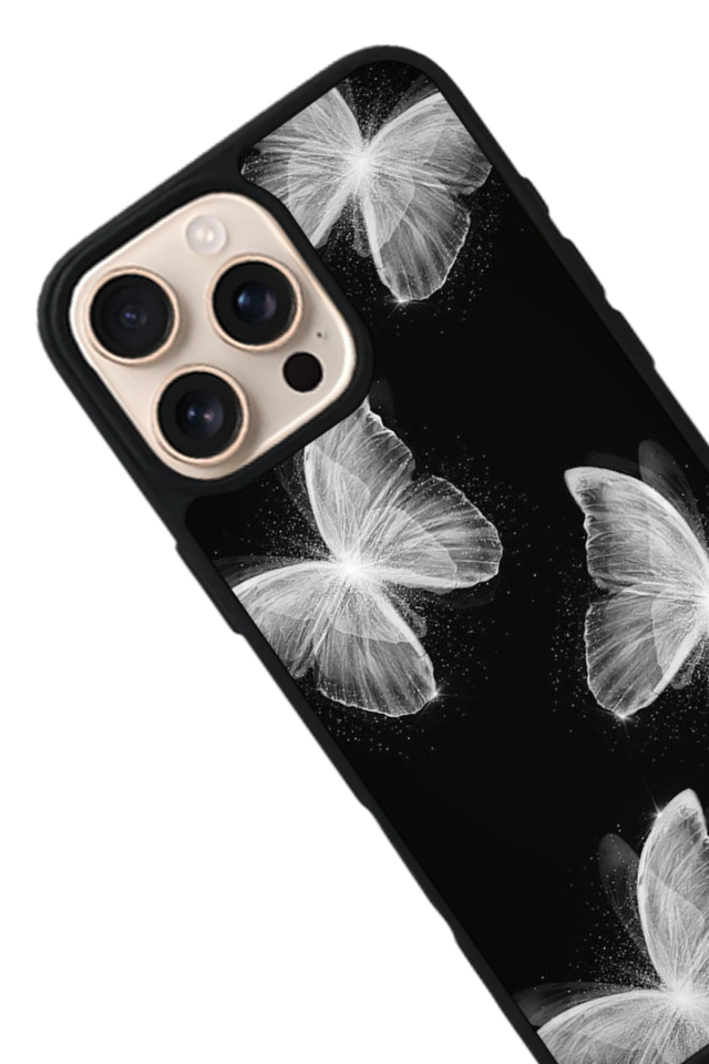 iPhone 16 Pro Uyumlu Kelebek Tasarımlı Glossy Premium Kılıf