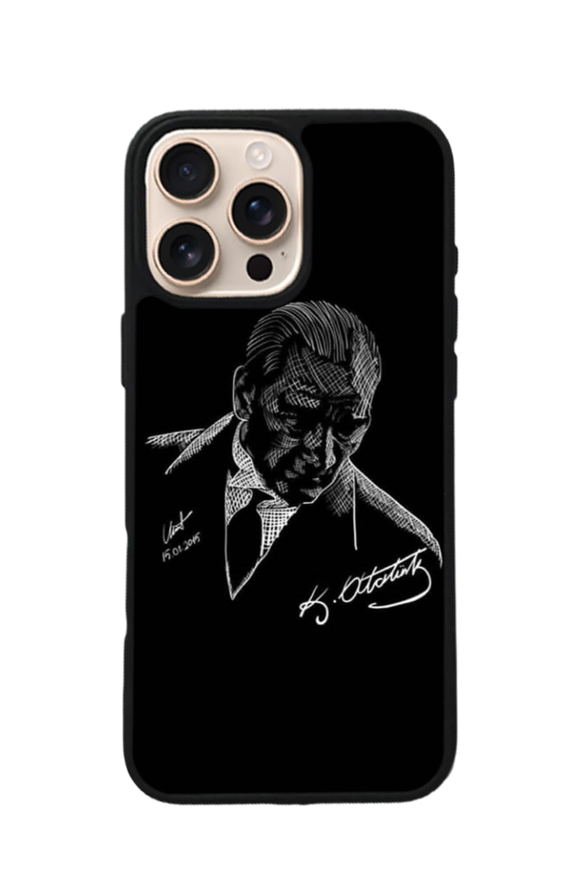 iPhone 15 Pro Max Uyumlu Mustafa Kemal Ataturk Tasarımlı Glossy Premium Kılıf