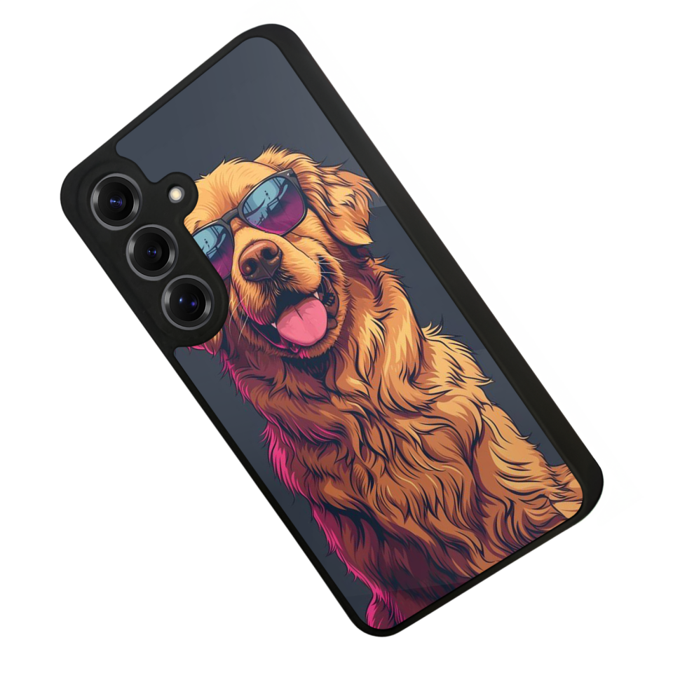 Samsung Galaxy S25 Uyumlu Golden Kopek Tasarımlı Glossy Premium Kılıf