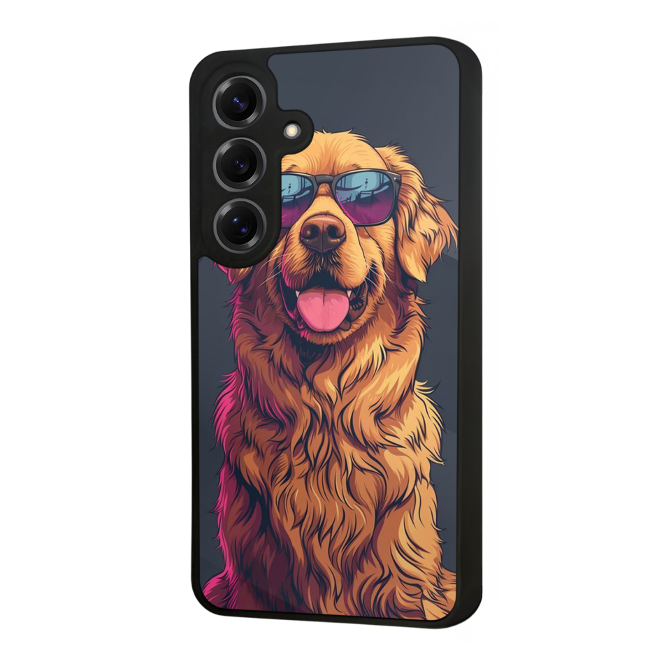 Samsung Galaxy S25 Uyumlu Golden Kopek Tasarımlı Glossy Premium Kılıf