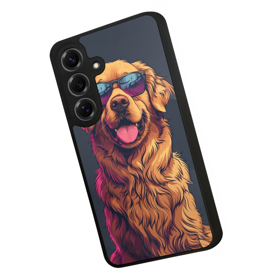 Samsung Galaxy S25 Uyumlu Golden Kopek Tasarımlı Glossy Premium Kılıf