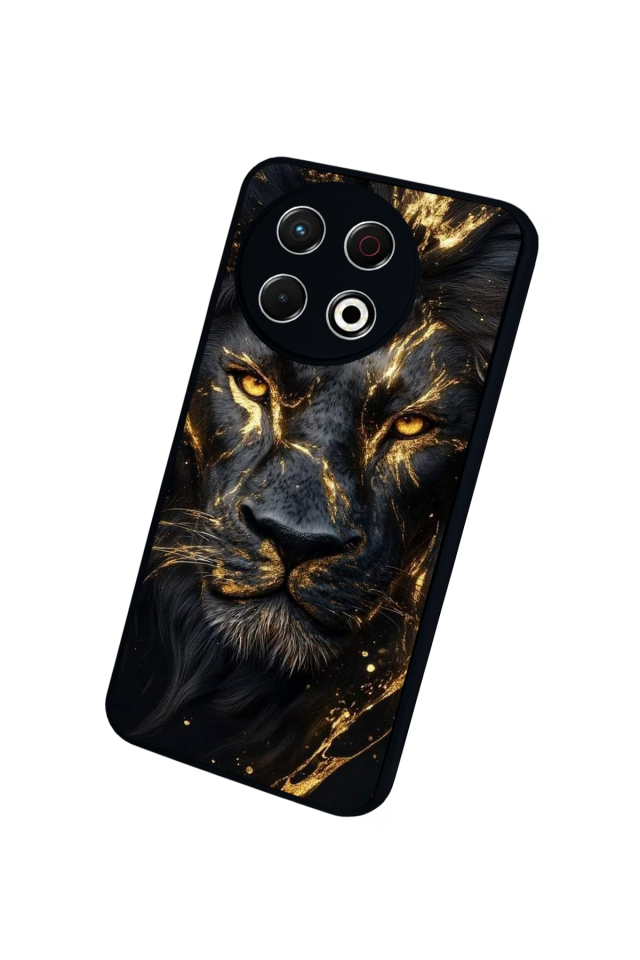 Tecno Spark 30 Pro Uyumlu Aslan Tasarımlı Glossy Premium Kılıf