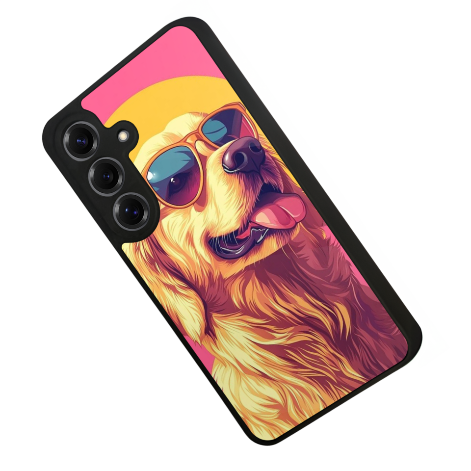 Samsung Galaxy S25 Uyumlu Golden Kopek Tasarımlı Glossy Premium Kılıf