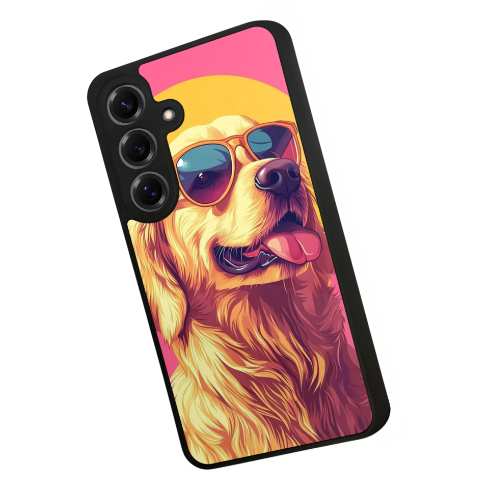 Samsung Galaxy S25 Uyumlu Golden Kopek Tasarımlı Glossy Premium Kılıf