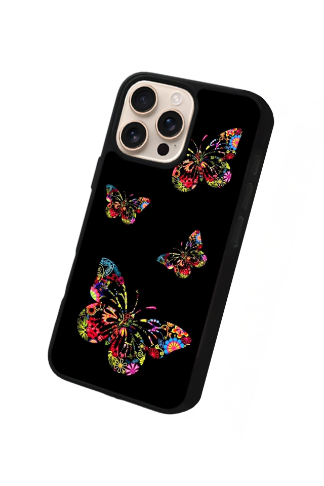 iPhone 16 Pro Uyumlu Kelebek Tasarımlı Glossy Premium Kılıf
