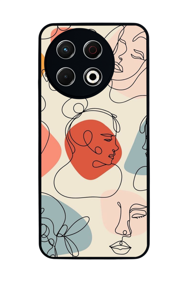 Tecno Spark 30 Pro Uyumlu Line Art Tasarımlı Glossy Premium Kılıf