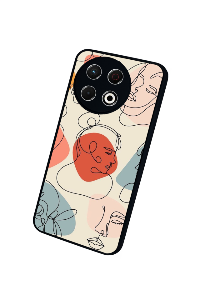 Tecno Spark 30 Pro Uyumlu Line Art Tasarımlı Glossy Premium Kılıf