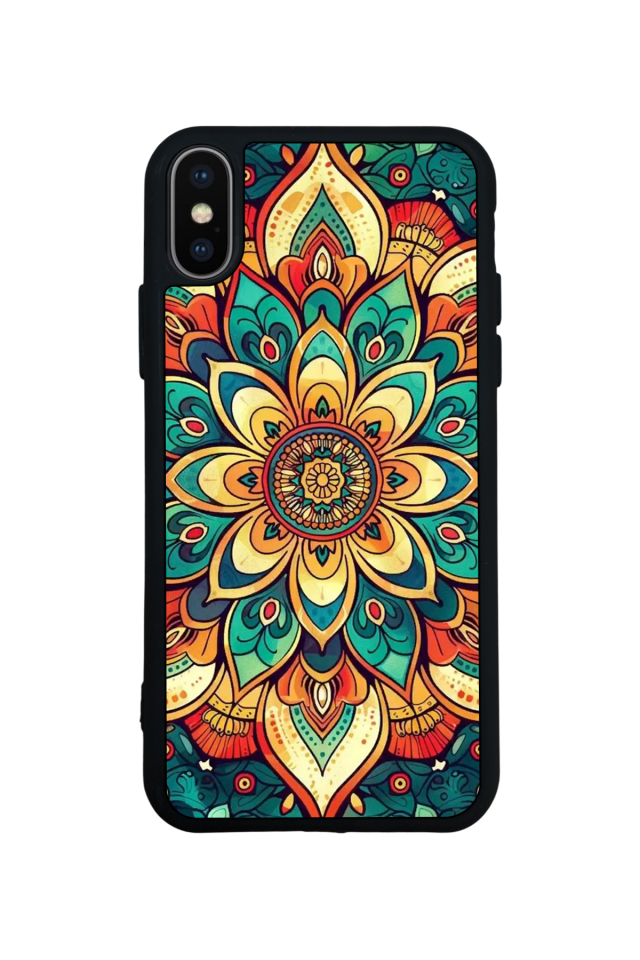 iPhone XS Max Uyumlu Mandala Tasarımlı Glossy Premium Kılıf