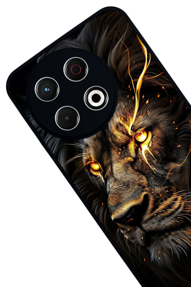 Tecno Spark 30 Pro Uyumlu Aslan Tasarımlı Glossy Premium Kılıf