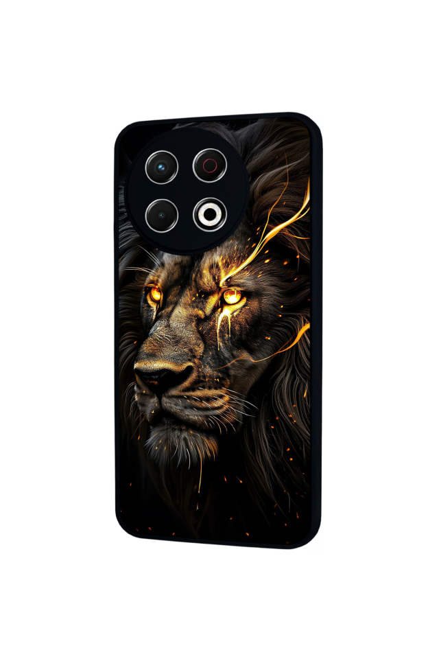 Tecno Spark 30 Pro Uyumlu Aslan Tasarımlı Glossy Premium Kılıf