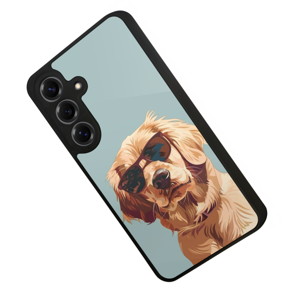 Samsung Galaxy S25 Uyumlu Golden Kopek Tasarımlı Glossy Premium Kılıf