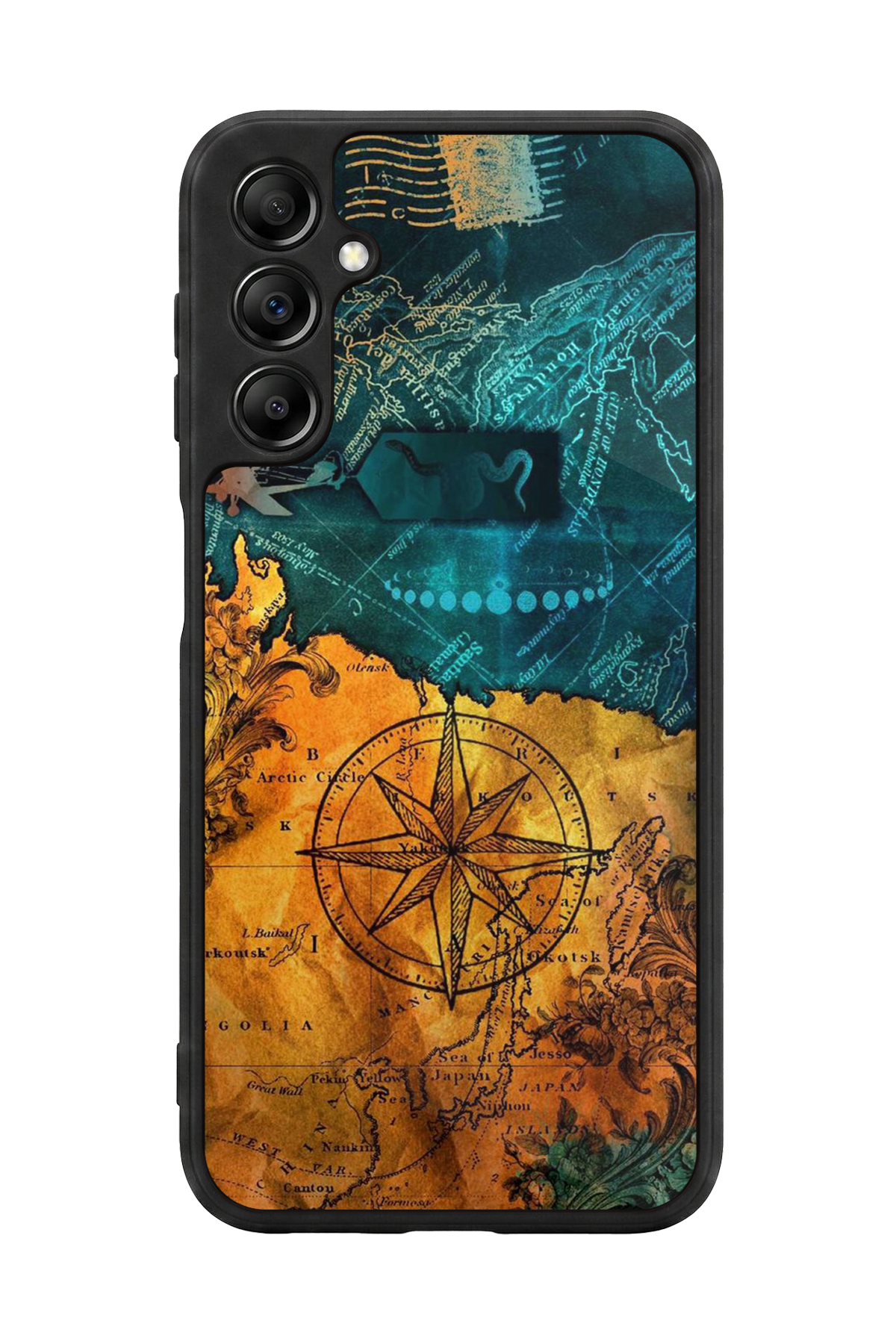 Samsung Galaxy A14 Uyumlu Harita Tasarımlı Glossy Premium Kılıf