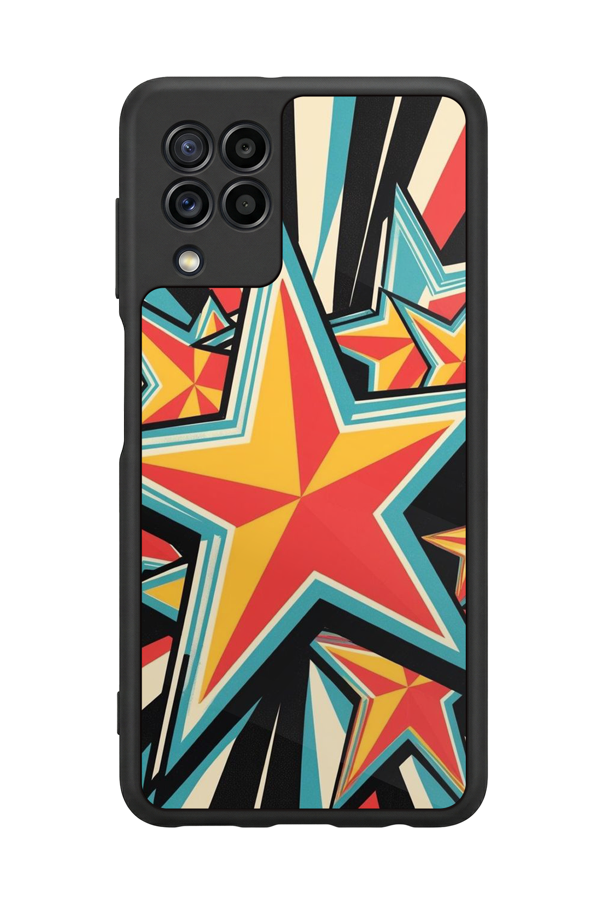Samsung Galaxy M32 Uyumlu Retro Yildizlar Tasarımlı Glossy Premium Kılıf