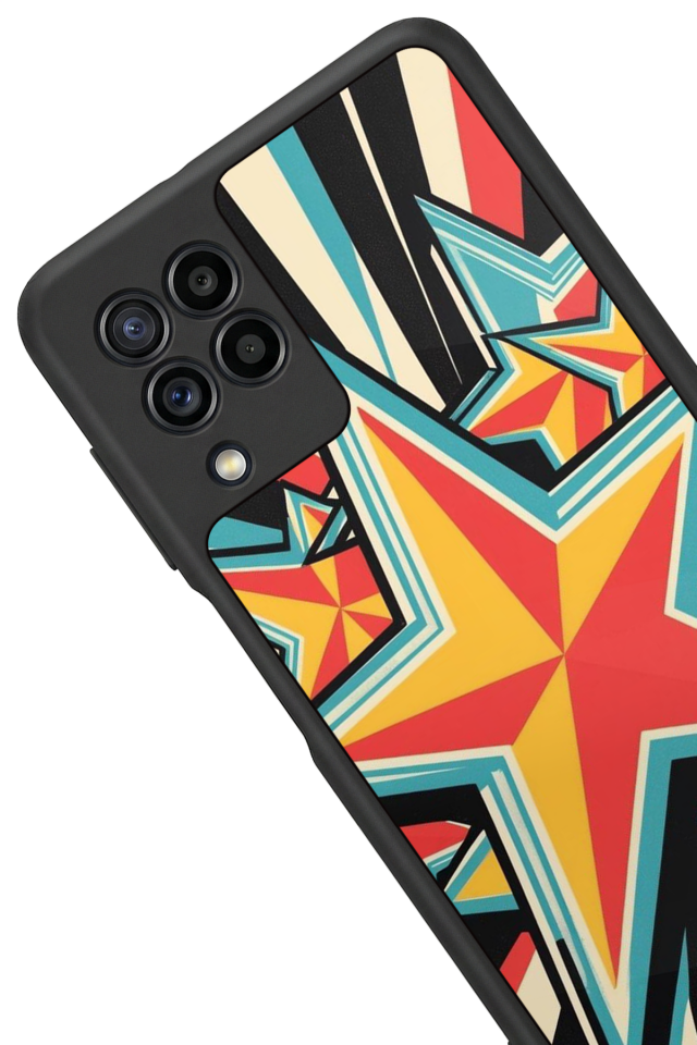 Samsung Galaxy M32 Uyumlu Retro Yildizlar Tasarımlı Glossy Premium Kılıf