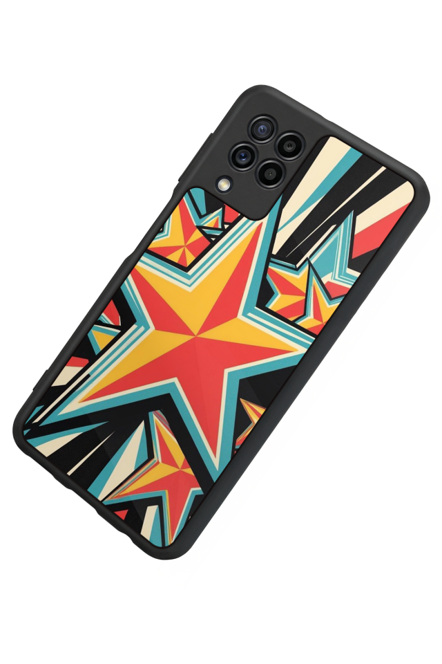 Samsung Galaxy M32 Uyumlu Retro Yildizlar Tasarımlı Glossy Premium Kılıf