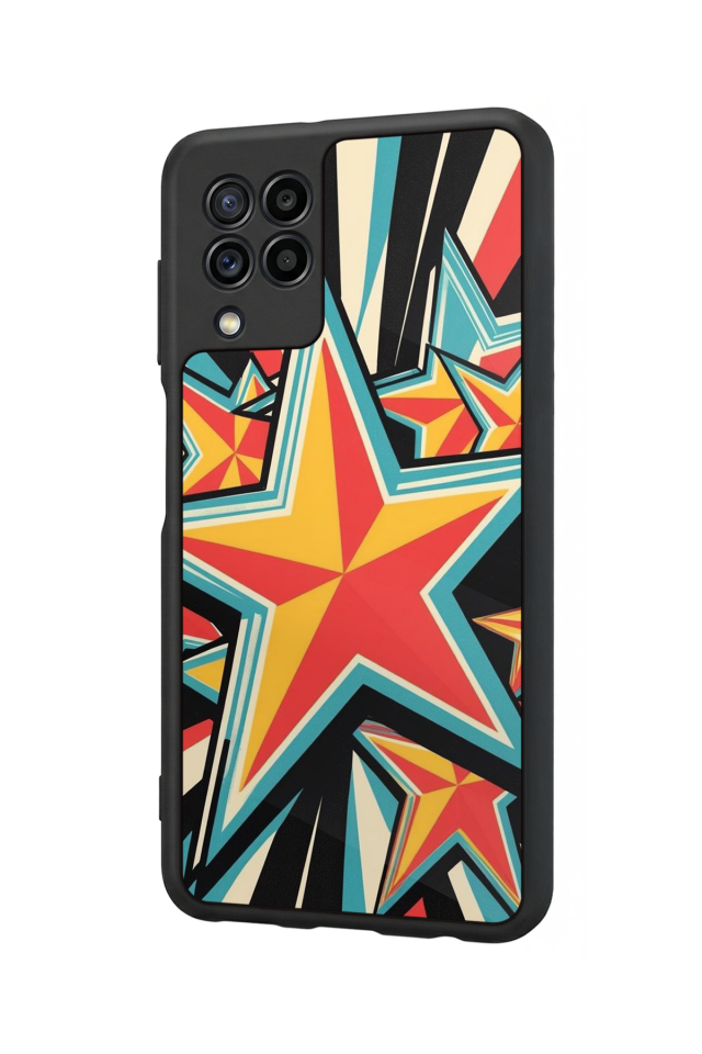Samsung Galaxy M32 Uyumlu Retro Yildizlar Tasarımlı Glossy Premium Kılıf