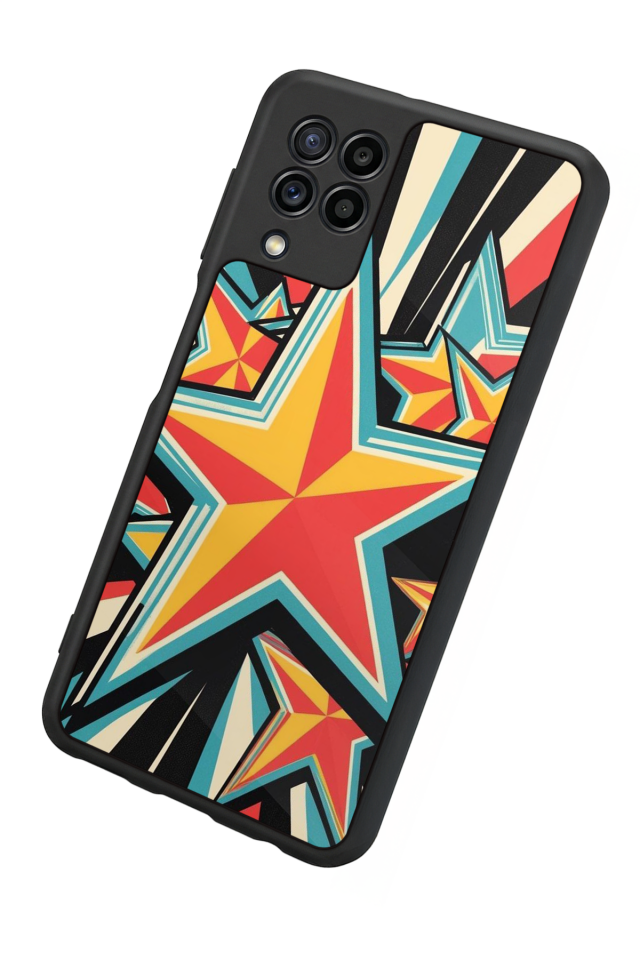 Samsung Galaxy M32 Uyumlu Retro Yildizlar Tasarımlı Glossy Premium Kılıf