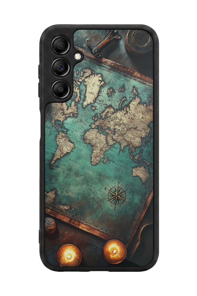 Samsung Galaxy A14 Uyumlu Harita Tasarımlı Glossy Premium Kılıf