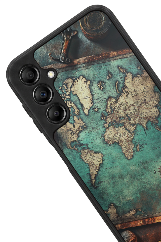 Samsung Galaxy A14 Uyumlu Harita Tasarımlı Glossy Premium Kılıf