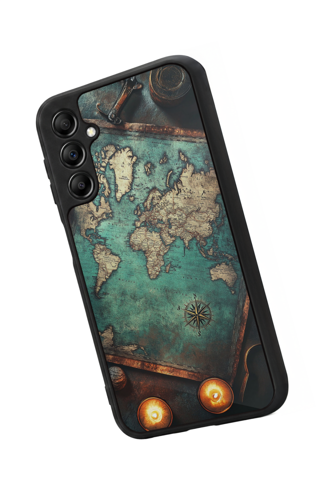 Samsung Galaxy A14 Uyumlu Harita Tasarımlı Glossy Premium Kılıf