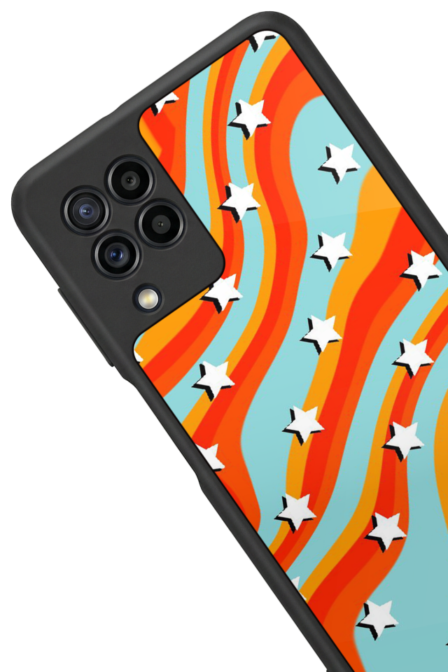 Samsung Galaxy M32 Uyumlu Retro Yildizlar Tasarımlı Glossy Premium Kılıf